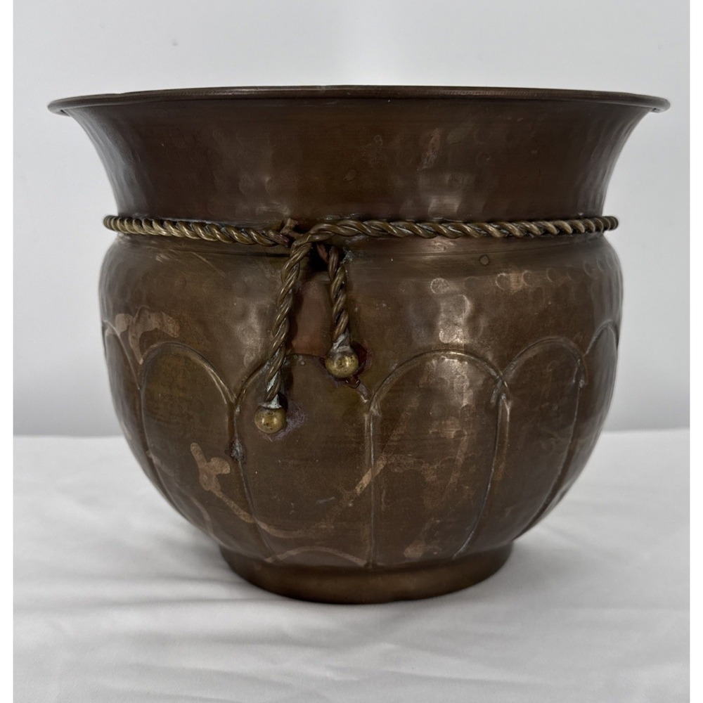 10" Brass Wall Planter Vintage Decorative Rope Design Flower Pot Made In India‎